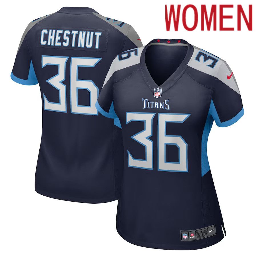 Women Tennessee Titans #36 Julius Chestnut Nike Navy Game Player NFL Jersey->->Women Jersey